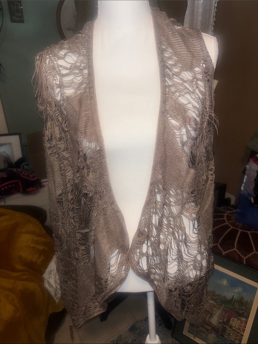 Michaela Michael B Women's Open Boho Festival Metallic Long Crochet festival ves